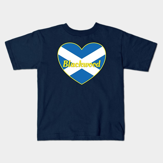 Blackwood Scotland UK Scotland Flag Heart Kids T-Shirt by DPattonPD